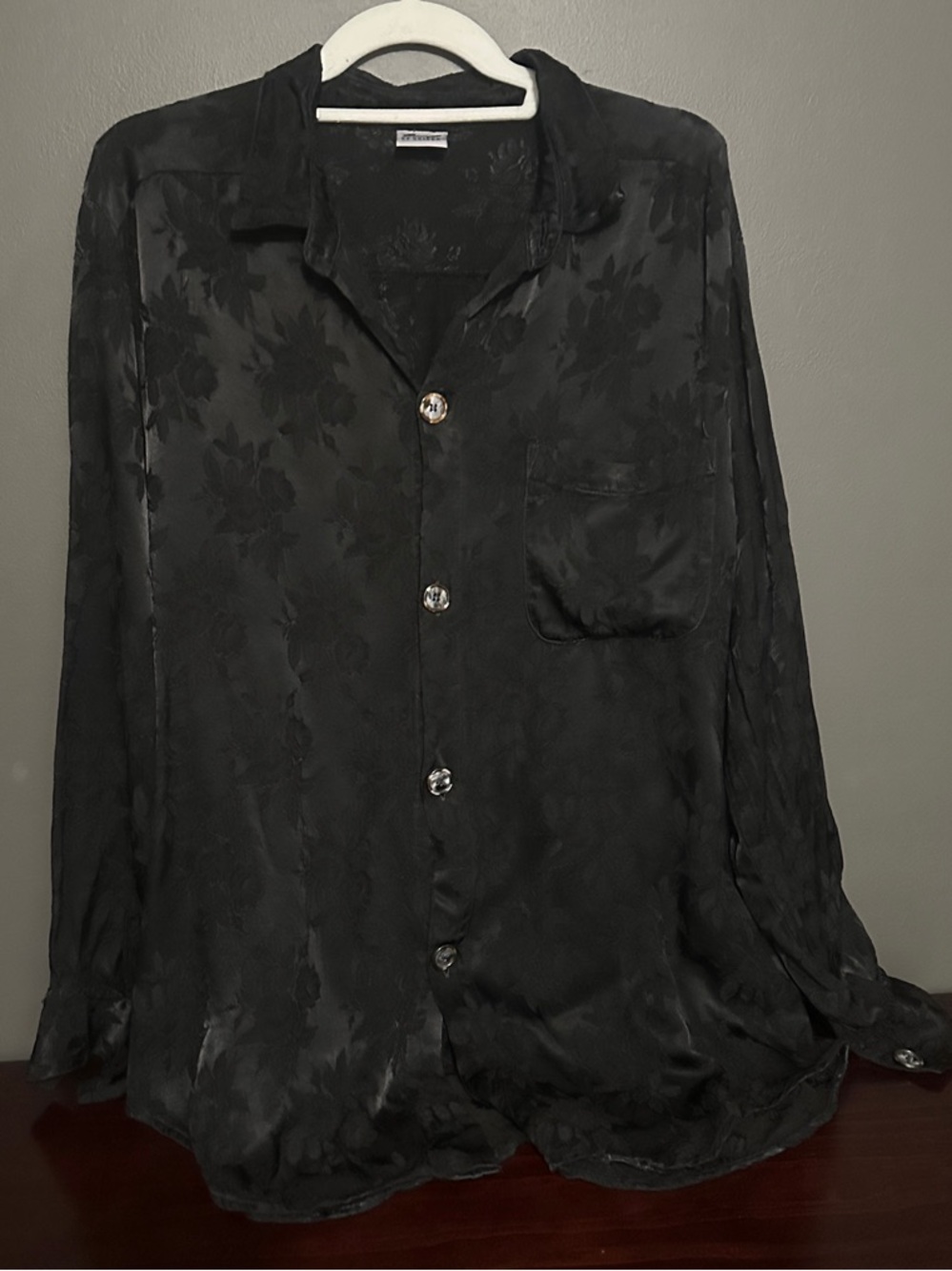CP Shades Black Floral Button-Up Shirt
